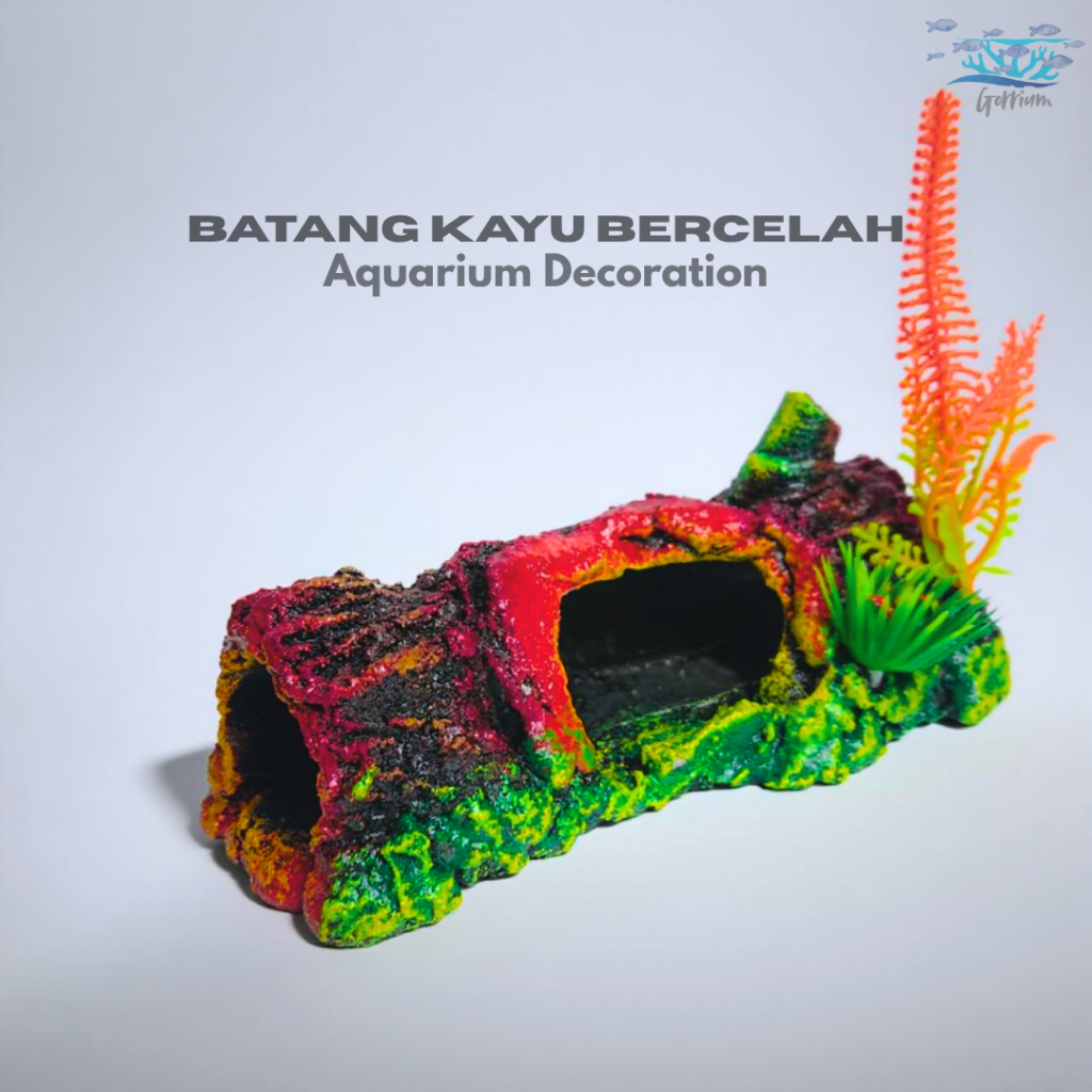 Hiasan Aquarium Dekorasi Ornamen Model Kayu Bercelah Tempat Sembunyi Ikan kecil