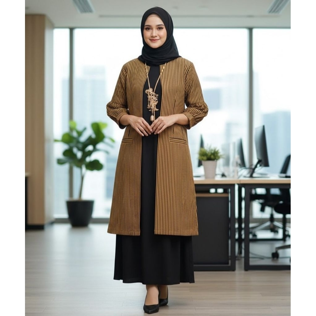 Outer Baju Wanita Batik Kerja Modern Kekinian Lapis Tricot