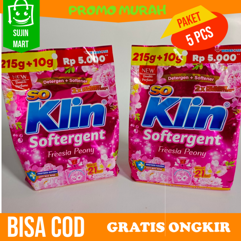 5 Pcs Soklin Softergent Bubuk Kemasan 5000 / Soklin Softergent Bubuk 5000