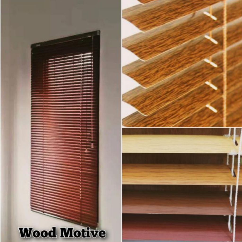 horizontal blind kerai tirai aluminium motif kayu