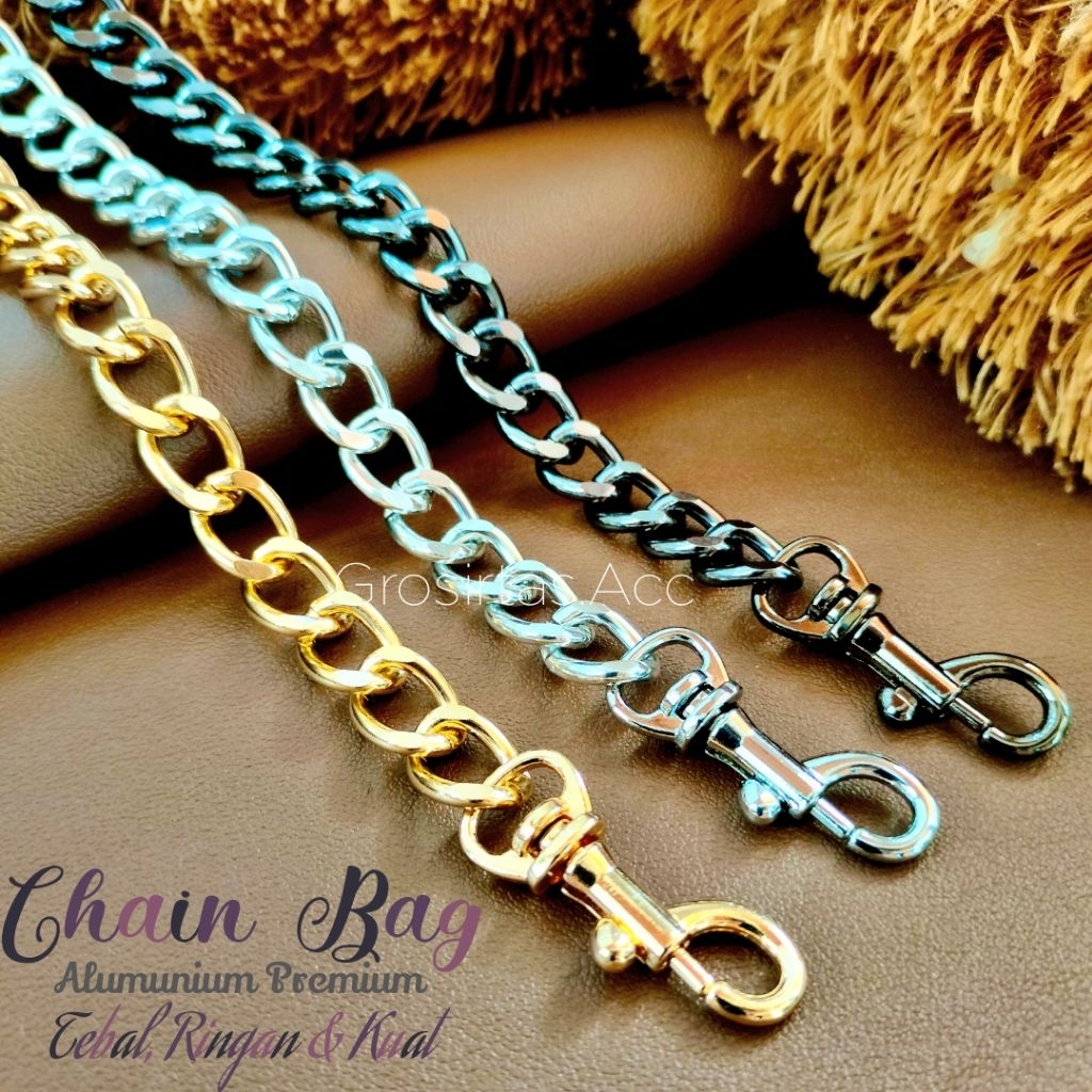 Chain Fashion Tali Rantai Tas Alumunium Besar Kaitan KaiL Tebal Ringan Kuat untuk Tas Selempang Bahu
