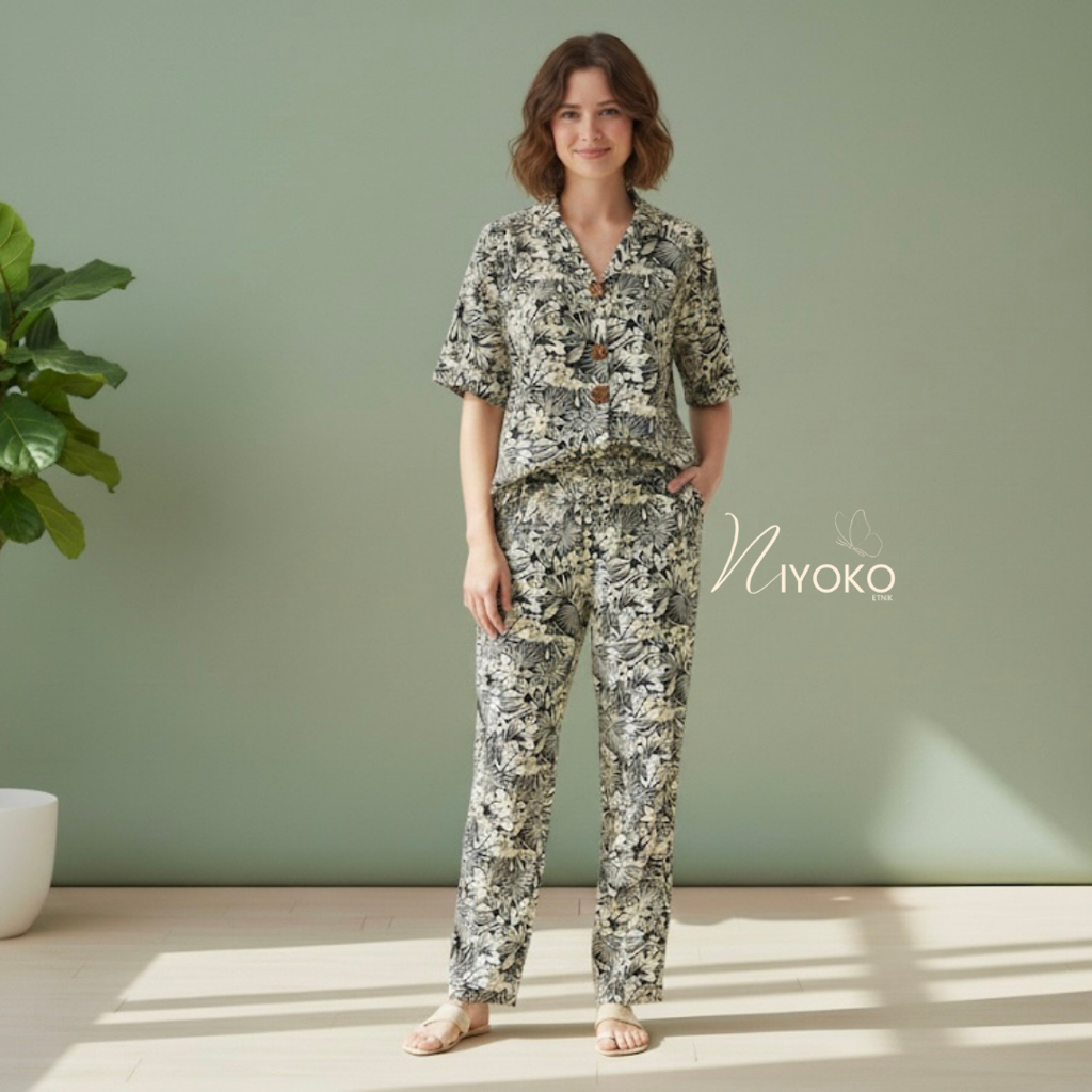 SUMMER COLLECTION - ONE SET TULIP BLACK KEMEJA WANITA