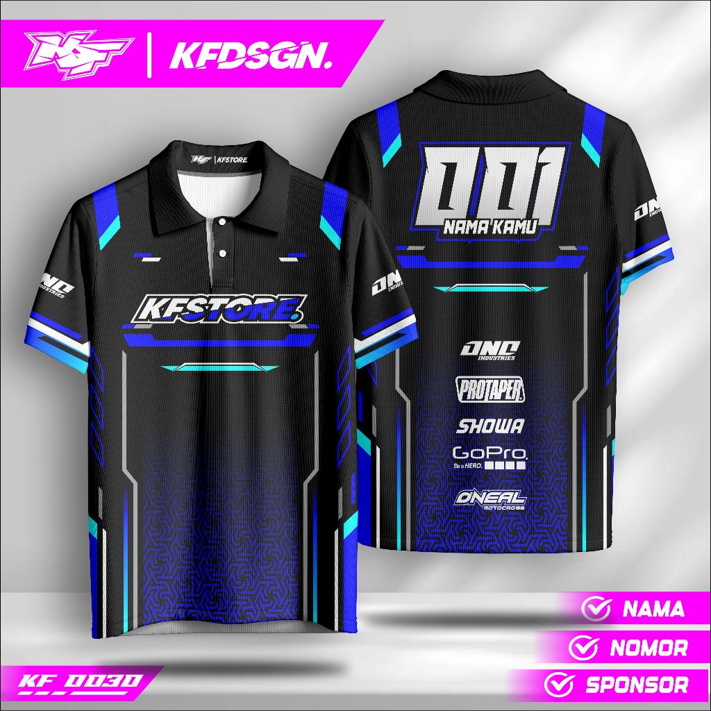 Jersey Custom Nama Balap – Fullprint Keren | Bisa Tambah Logo Tim & Warna Bebas