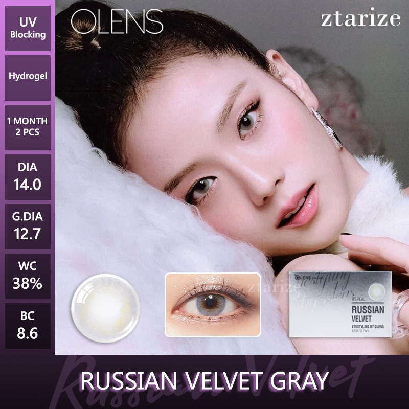 ztarize - Ready Stock - OLENS Russian Velvet Gray 1 Month Soft Contact Lens 1 Pair - OLENS x BLACKPI