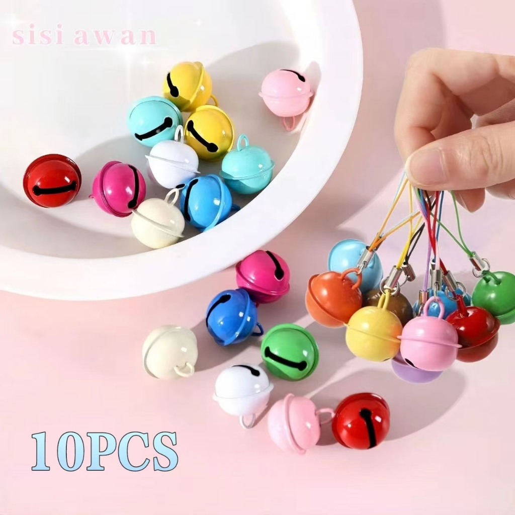 [10pcs/18mm] Lonceng Lonceng DIY Gantungan Bahan Metal Warna Permen - lonceng gantungan kunci DIY