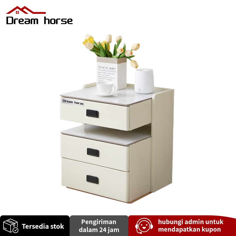 Lemari Nakas Marmer / Lemari Nakas Kulit / Lemari Nakas Kayu Solid / Lemari Nakas Estetis / Bedside 