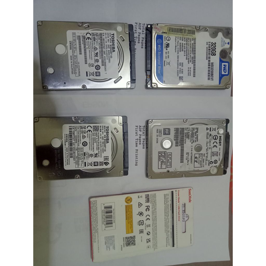 Hardis Toshiba 1TB/WD 320 GB/Hgst 500 GB