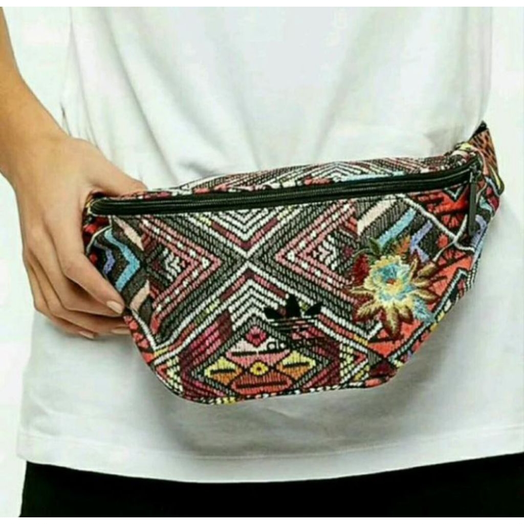 tas pinggang adidas multicolor batik original