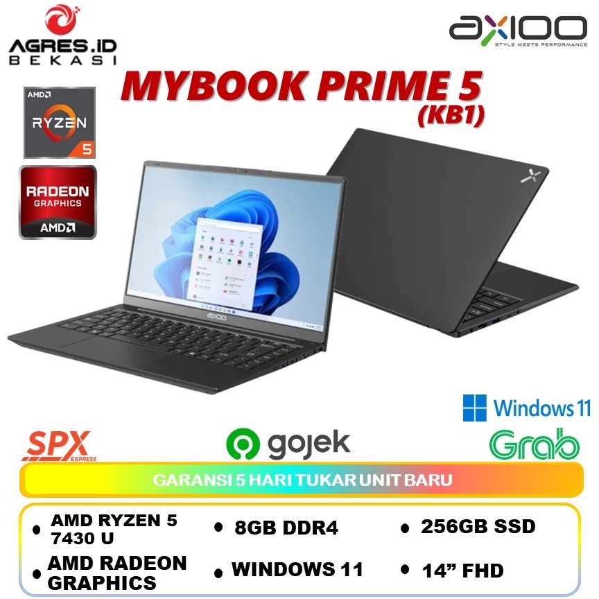 AXIOO Mybook Prime 5 (KB1) Amd Ryzen 5 7430 / 8gb+256gb /win11 / 14" fhd TKDN