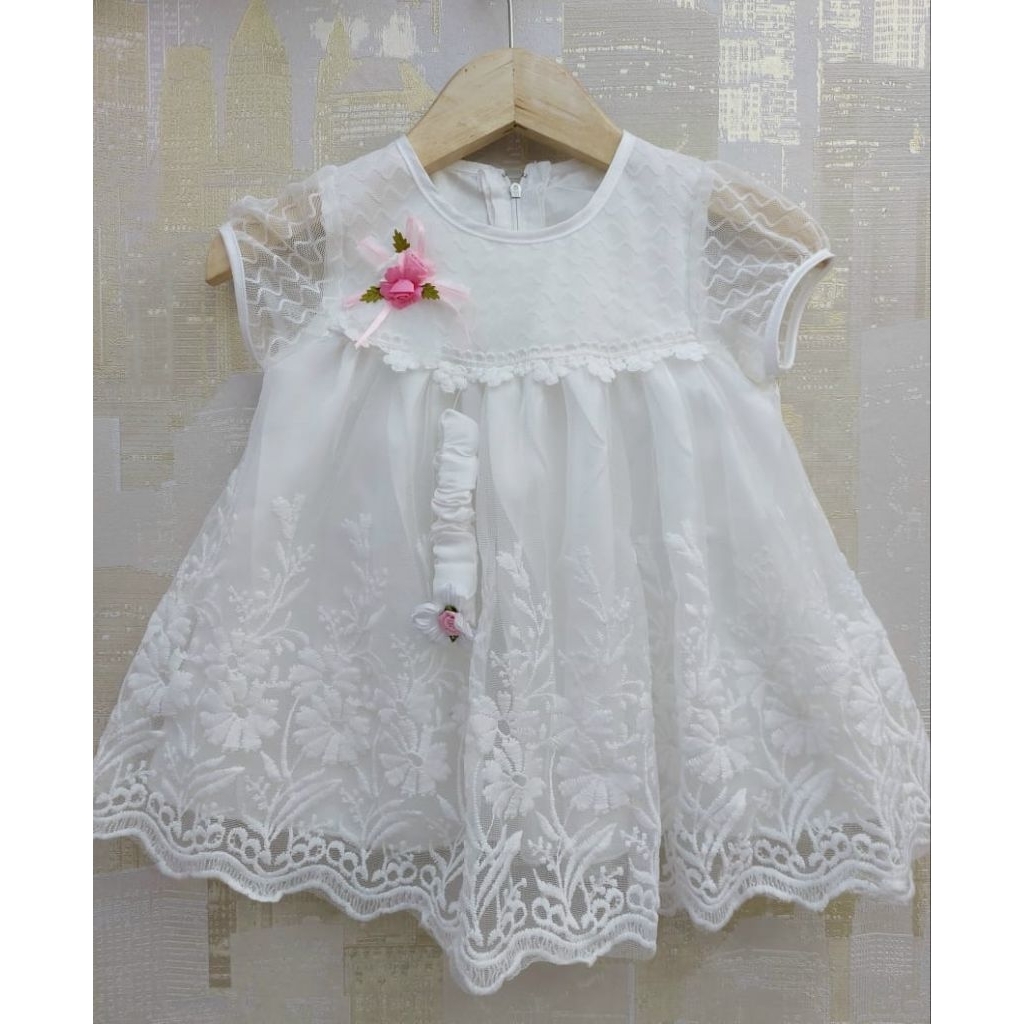 Gaun bayi perempuan putih set,dress bayi putih,gaun aqiqah newbornGAMIS MEWAH AQIQAH/PURE WHITE,BAJU