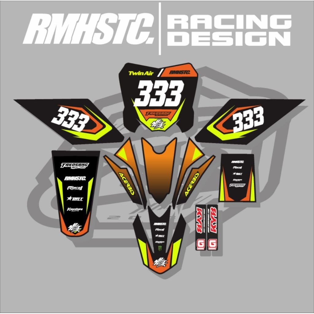 decal ojek gabah warna hitam orange