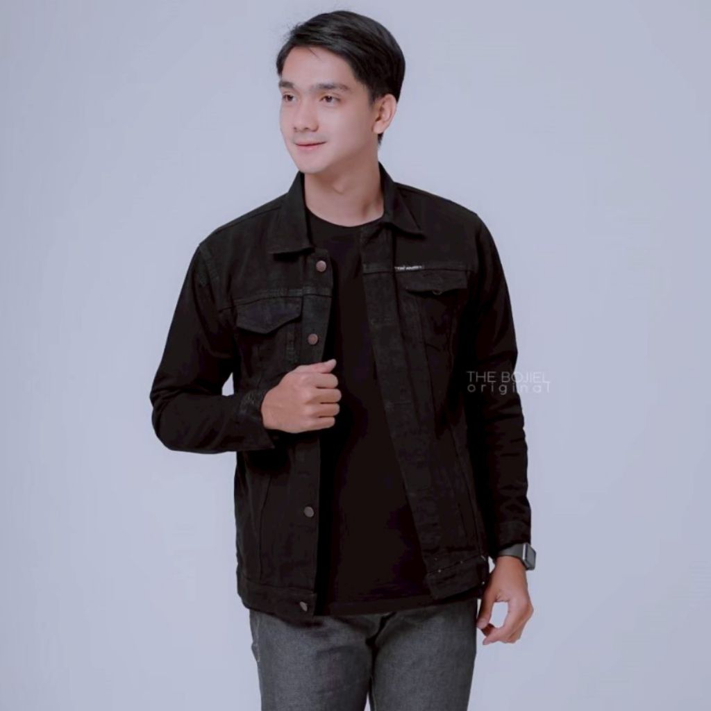 Jaket Jeans Denim Pria Banyak Pilihan Warna Hitam Putih Bersih Biowosh Ready Ukuran M Remaja Hingga 