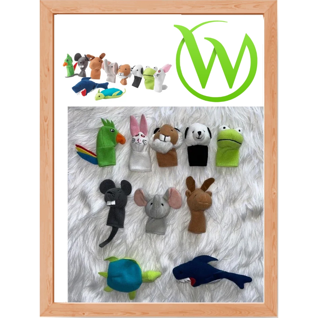 SALE Boneka jari isi 10 pcs karakter imajinasi TITTA DJUR Finger puppet, warna campuran berbagai bin