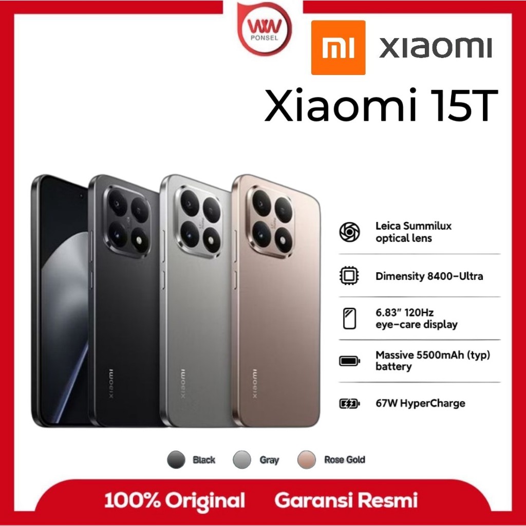 Hp Xiaomi 15T 5G Ram 12GB Internal 512GB Garansi Resmi