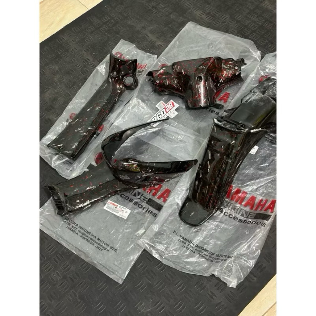 body set kasar fizr original baru skining carbon forget merah diamond