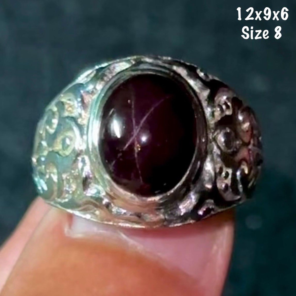 Cincin Batu Akik Natural Garnet Star (asli alam)