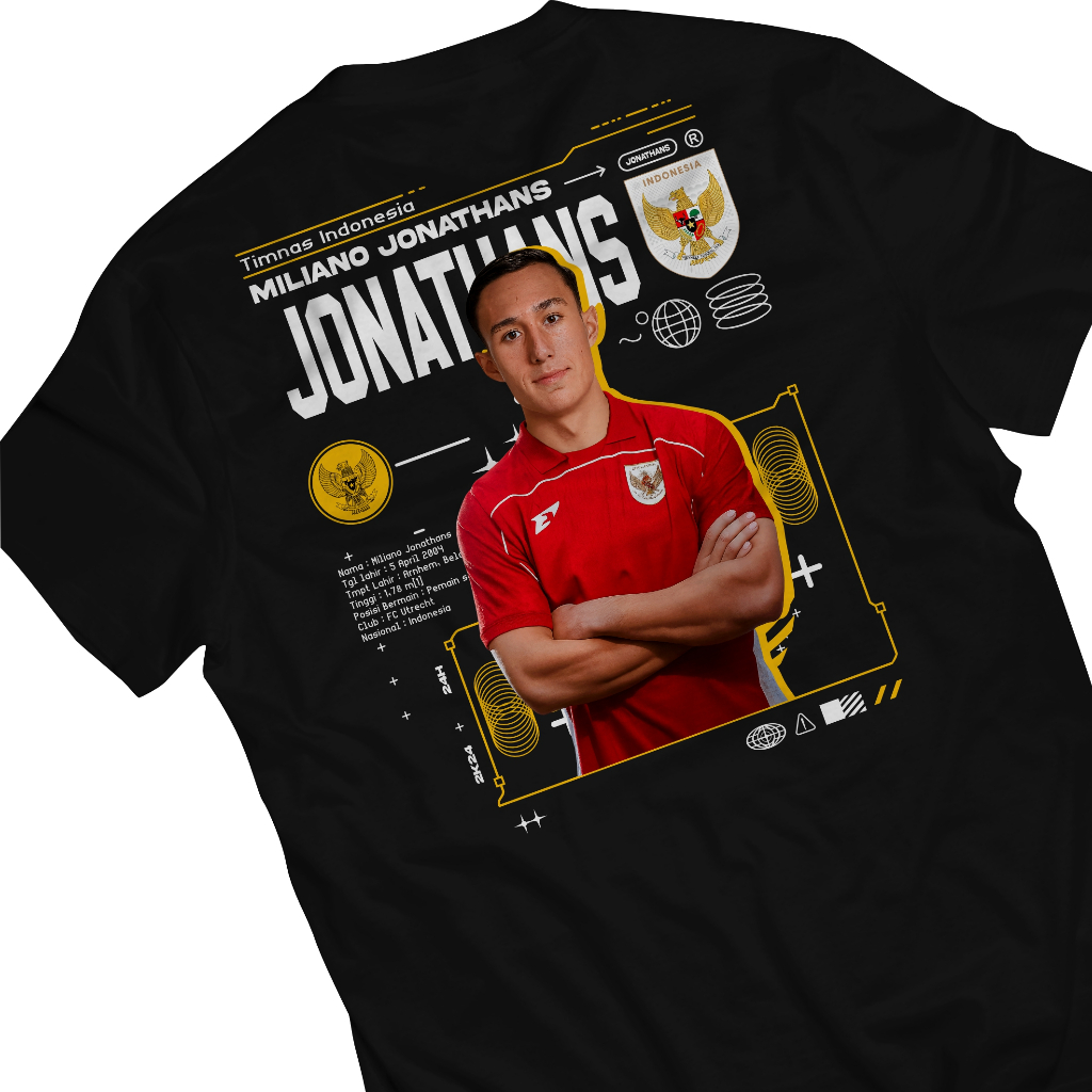 Baju Kaos Miliano Jonathans Timnas Indonesia Streetwear New Series Combed 30s Official Pemain Timnas