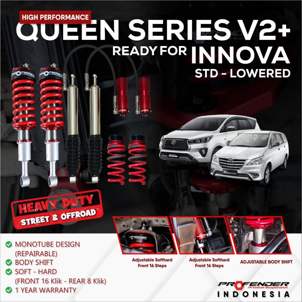 TERBARU COILOVER PROFENDER TOYOTA INNOVA DIESEL PACKAGE QUEEN SERIES V2+ STD LOWERED front rear