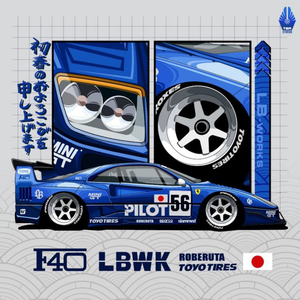TOP ART LBWK FERRARI F40 LIMITED BLUE PILOT