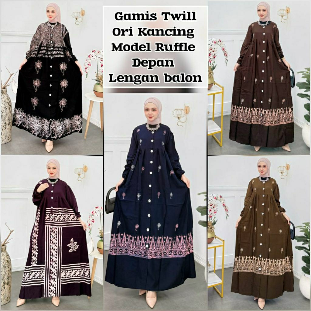 TWILL ORI KANCING MODEL RUFFLE DEPAN LENGAN BALON TERBARU