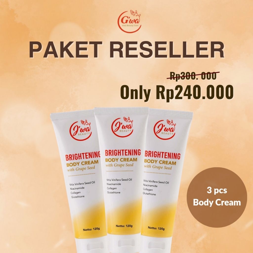 Jiwa Beauty Care Paket Hemat 3 Body Cream 120g Meratakan Warna Kulit