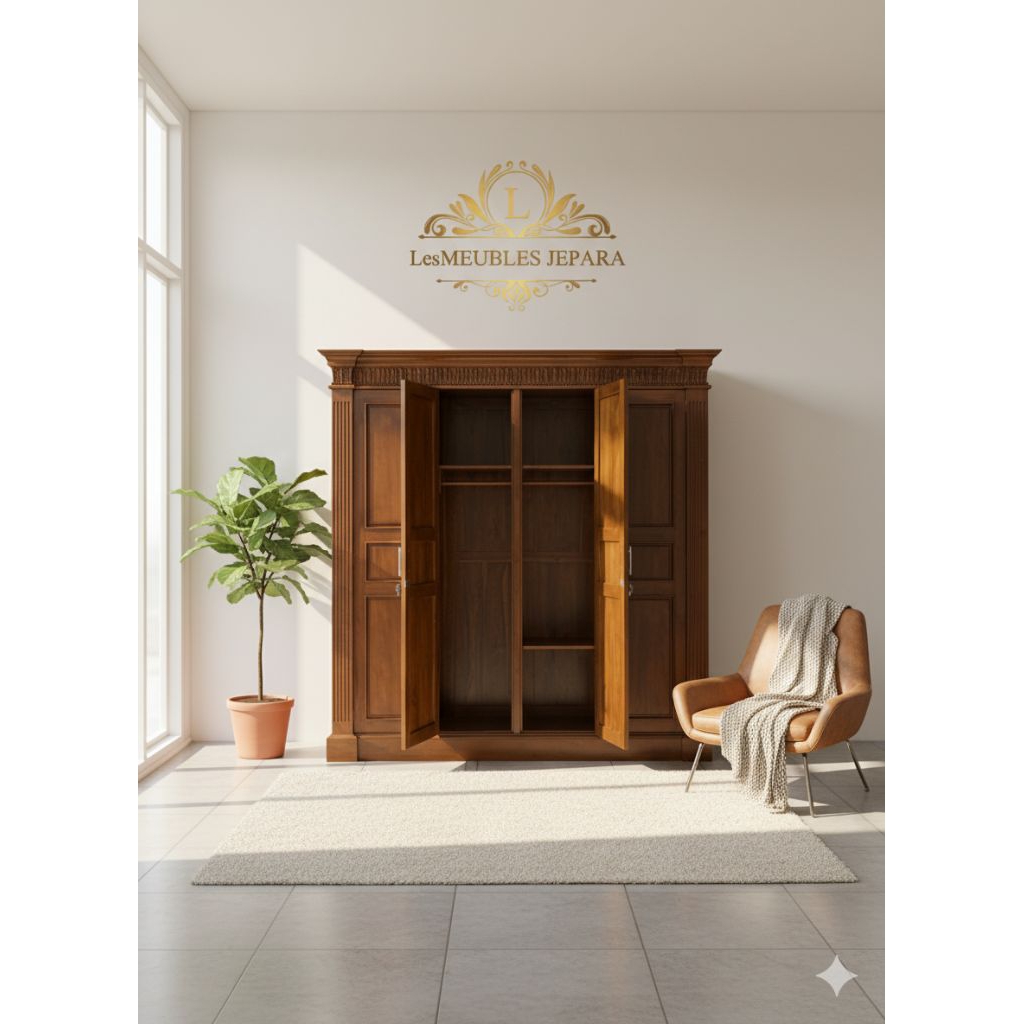 Lemari katu jati 4 pintu