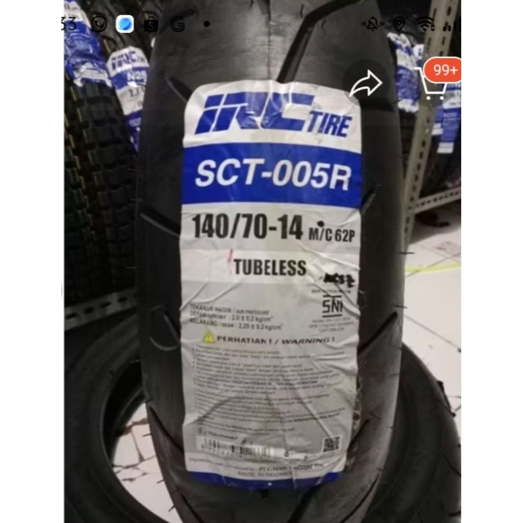 Ban Luar Irc Tubbles tubles Ukuran 140/70-14 buat ban belakang aerox 155
