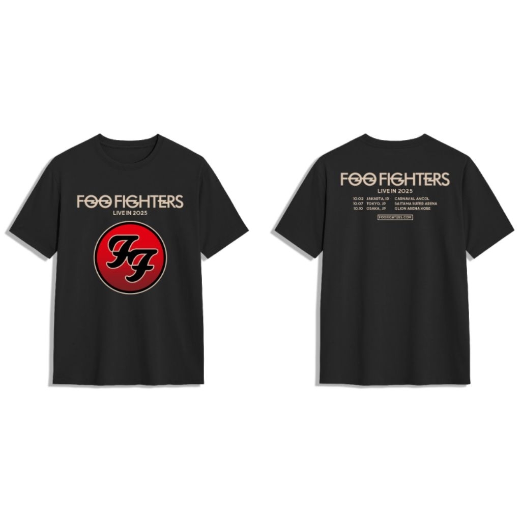 Kaos Foo Fighters tour Asia 2025 - Kaos Foo Fighters konser di Ancol 2025 - kaos even - kaos konser