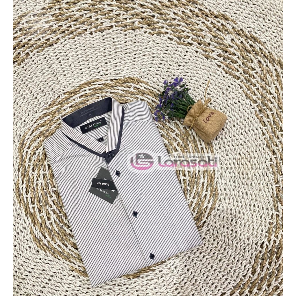 kemeja ALISAN lengan pendek motif/kemeja kekinian/Alisan salur/