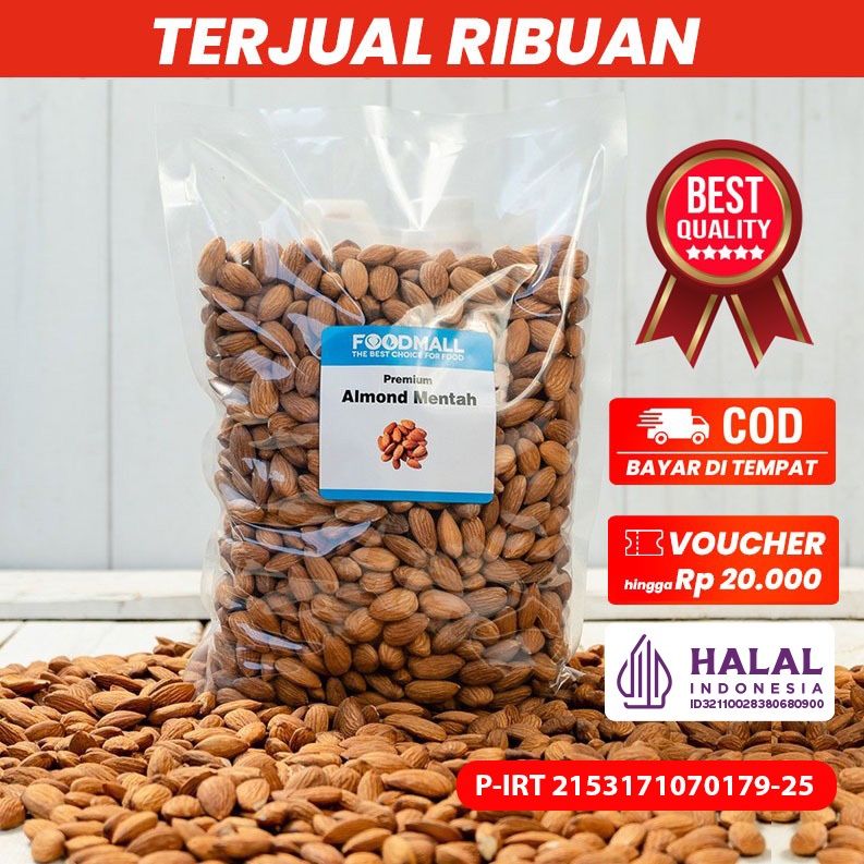 Kacang Almond MENTAH 1 KG