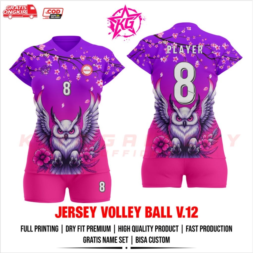 JERSEY BAJU VOLI WANITA V.12 FULL PRINTING GRATIS NAMA DAN NOMOR