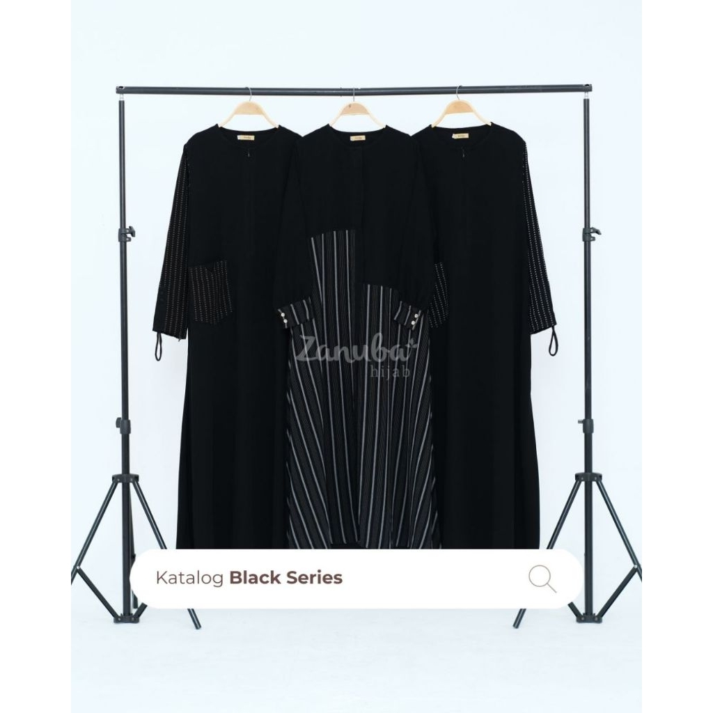 GAMIS BLACK SERIES BY ZANUBA | GAMIS JETBLACK DOTS DAN ANILA STRIPES | GAMIS ZANUBA TERBARU | BLACK 