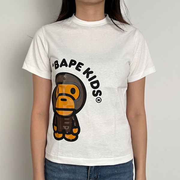 Kaos BAPE X BABY MILO SKULL SIDE WHITE TSHIRT KIDS 100% ORIGINAL
