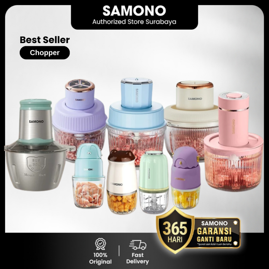 SAMONO Best Selling Chopper  Daging Bumbu Dapur MPASI Bayi Mangkuk Kaca Coper Serbaguna Multifungsi 