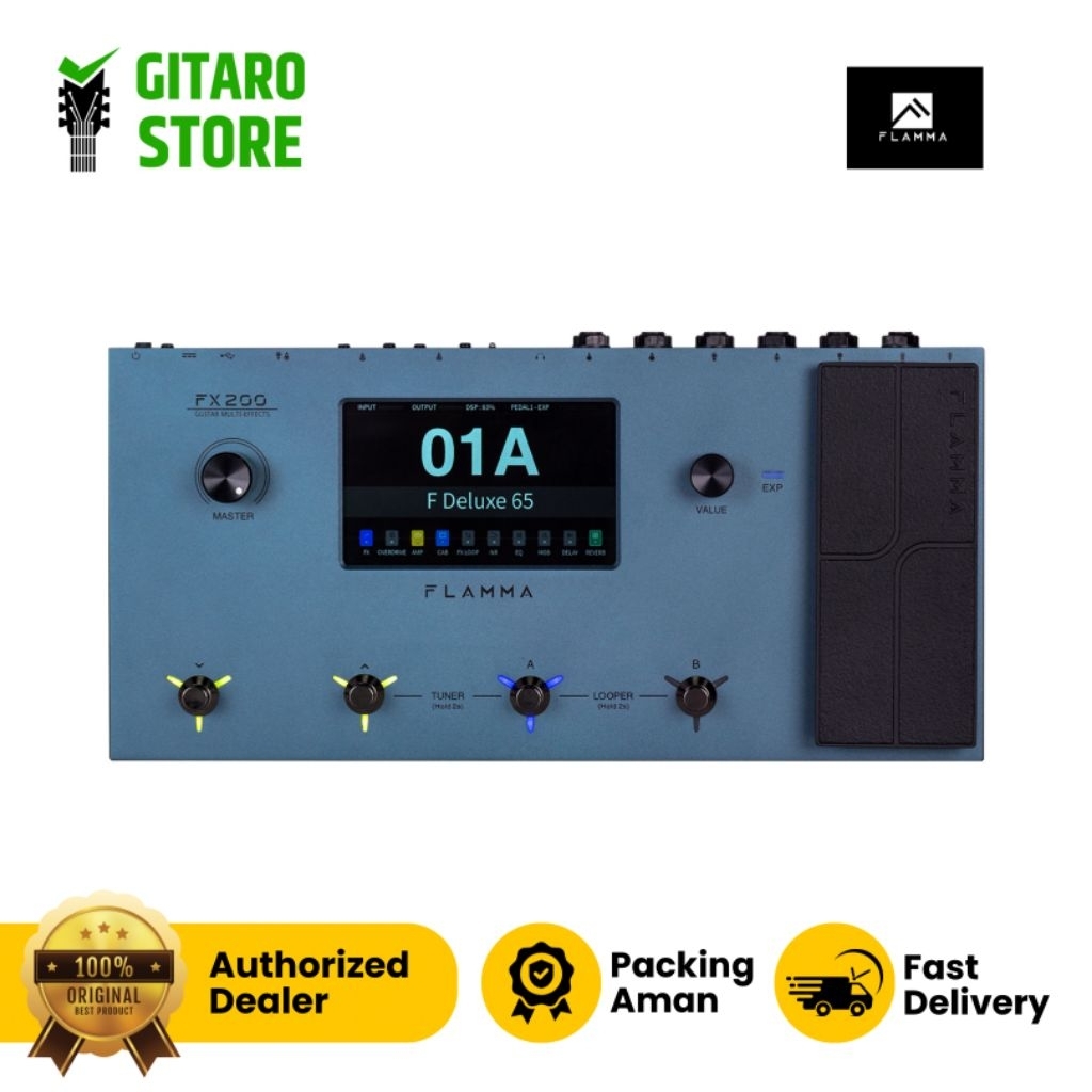 Flamma FX 200 FX200 Digital Multi Effect Pedal Efek Gitar Flamma FX200 Original-Pink