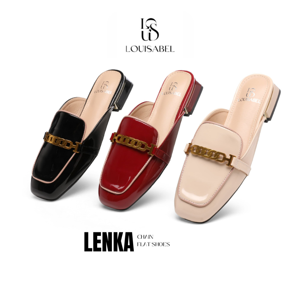 (LSB89)LOUISABEL Lenka Chain  Flat Shoes Sandals Slop Mules Wanita Elegant LSB-JS1114-192