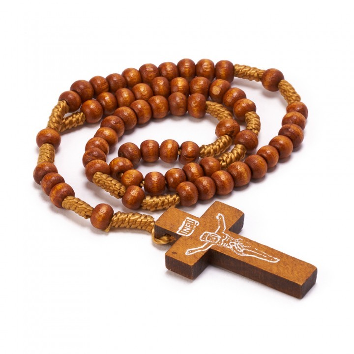 Yeraya Rosario Kayu Salib Classic Polos Anak 6mm  kalung kayu rosario warna warni kalung doa rosario