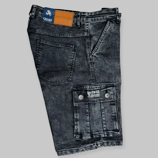 Cargo Denim Shorts Loose Fit Casual 6-Pocket Cmjee