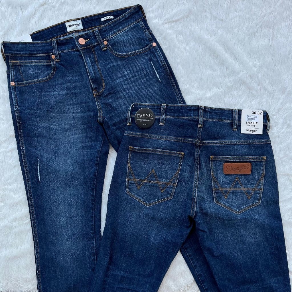 [NEW & ORIGINAL]  ORIGINAL Wrangler SPENCER Ripped Stretch Jeans,Dark Blue C04A24