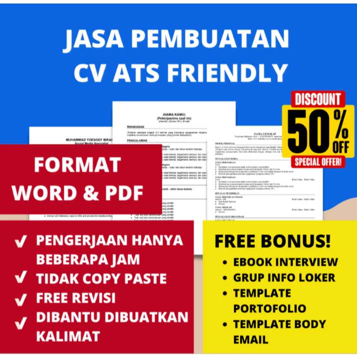 CEPAT BANGET CV ATS Friendly | Jasa Pembuatan CV ATS Friendly | Jasa Desain CV ATS Friendly