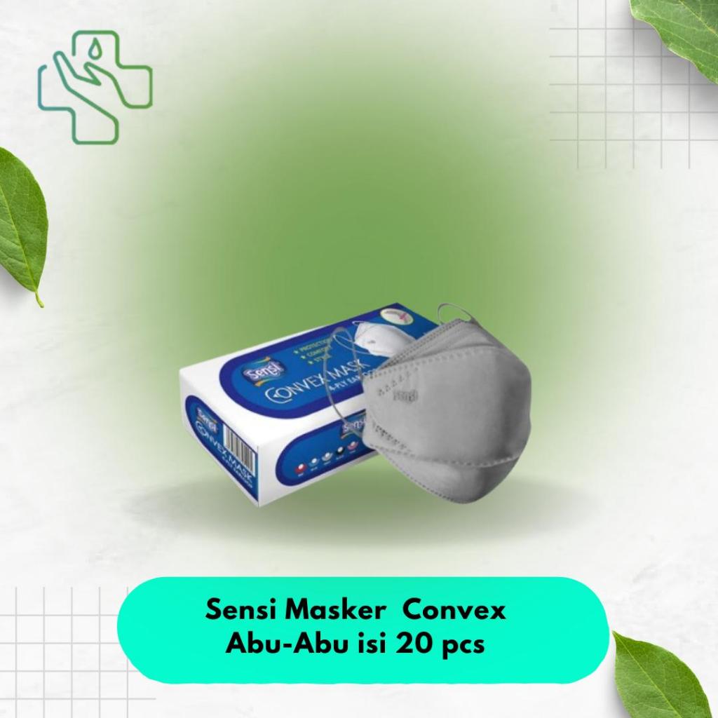Sensi Masker Sensi Convex Masker Wajah Abu-Abu isi 20 Masker Sensi Convex
