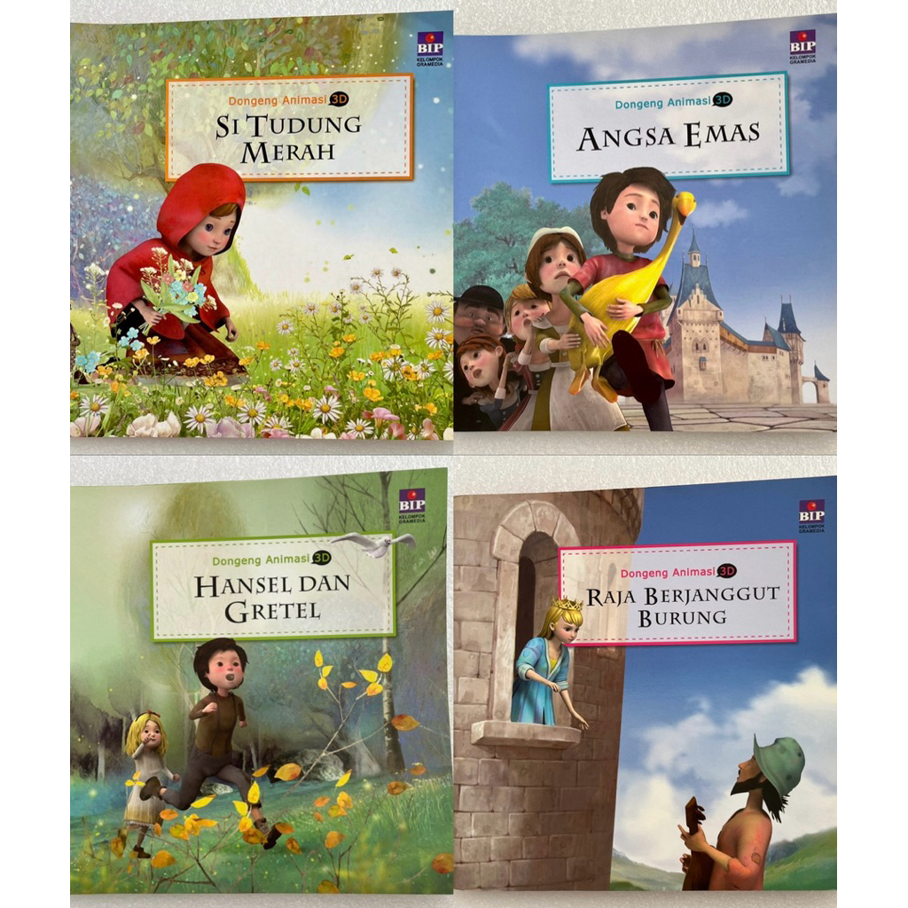 [Buku Preloved] Dongeng Animasi 3D Si Tudung Merah, Angsa Emas, Hansel n Gretel, Raja Berjanggut Bur