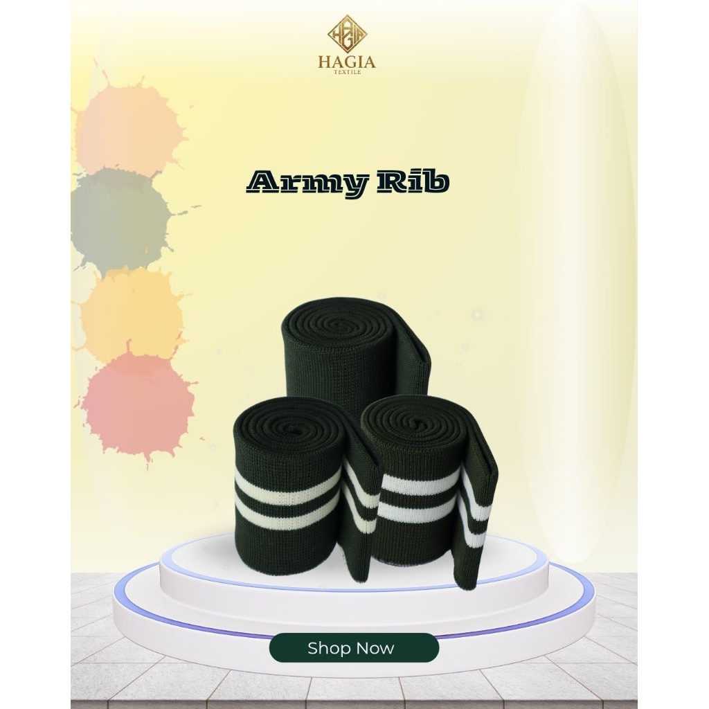 Army Bur/Rib Jaket Elastis Tebal Polyester Premium Rajut 1x1