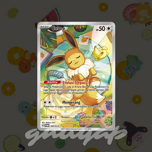 full art promo eevee 228/sv-p festival terastal EX SV8A pokemon tcg indonesia card kartu eevee vapor