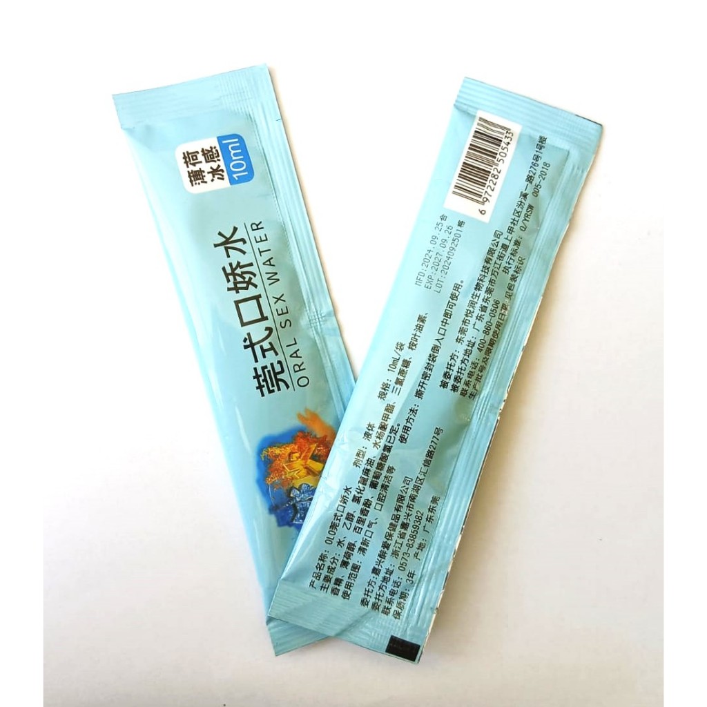 Lubricant Sachet Pelumas saset Oral Warna Biru Bahan Air Aman Ditelan Sensasi Cold Mint Ice 10 ML