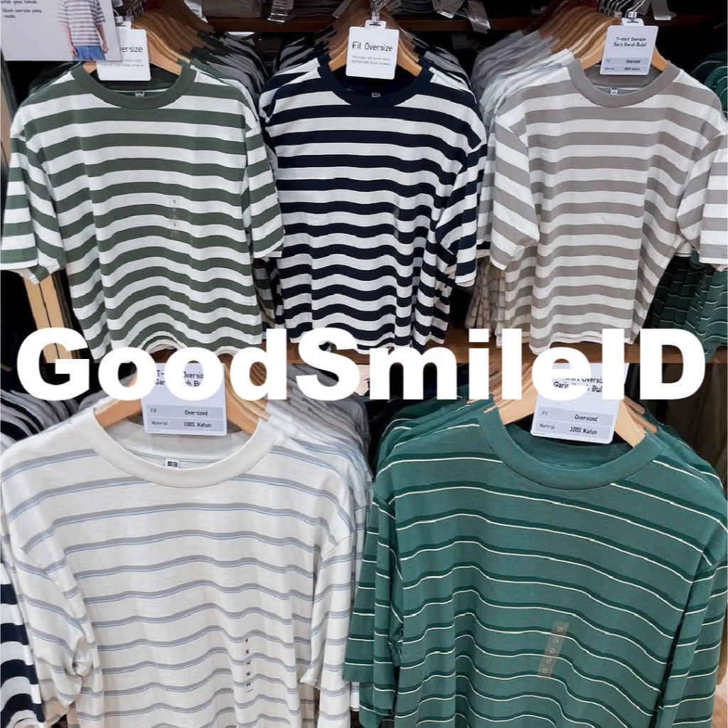 SALE Men T-Shirt Oversized Garis Crew Neck Lengan Half Pendek  Kaos Basic Stripe Oversize UNIQLO Pri