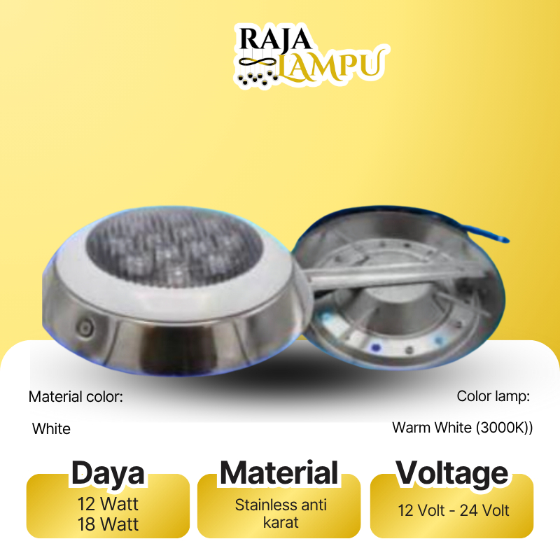 Lampu Kolam Renang Led 12Watt 18Watt WarmWhite