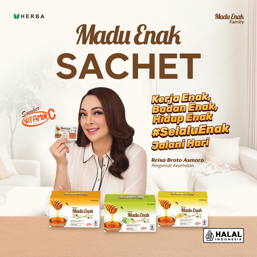 Herba Madu Enak Sachet Isi 12 perBox Madu + Vitamin C