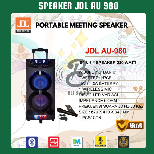 SPEAKER JDL AU 980 MIX 8" DAN 6" SPEAKER KARAOKE BLUETOOTH USB ORIGINAL