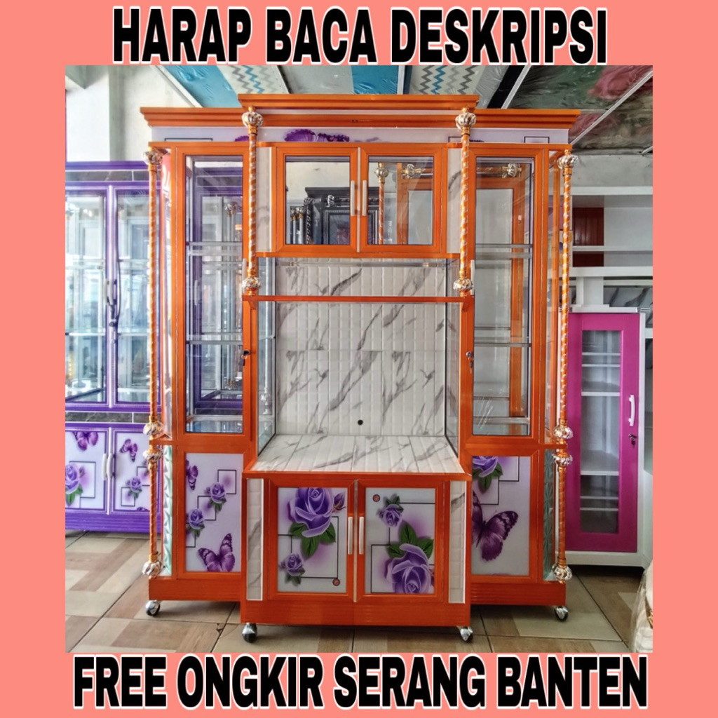 Bufet Pajangan Lemari Hias 4 Pintu Aluminium (FREE ONGKIR SERANG BANTEN)